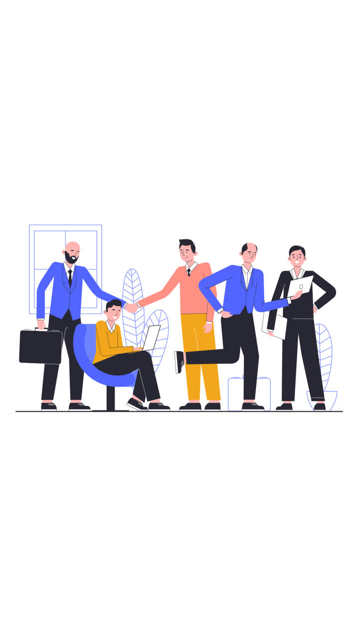 An animation of a Illustration theme with business people