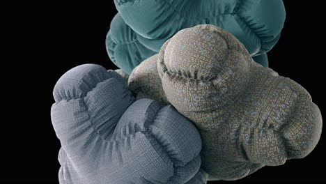 heap of soft bodies spinning around. 3d animation