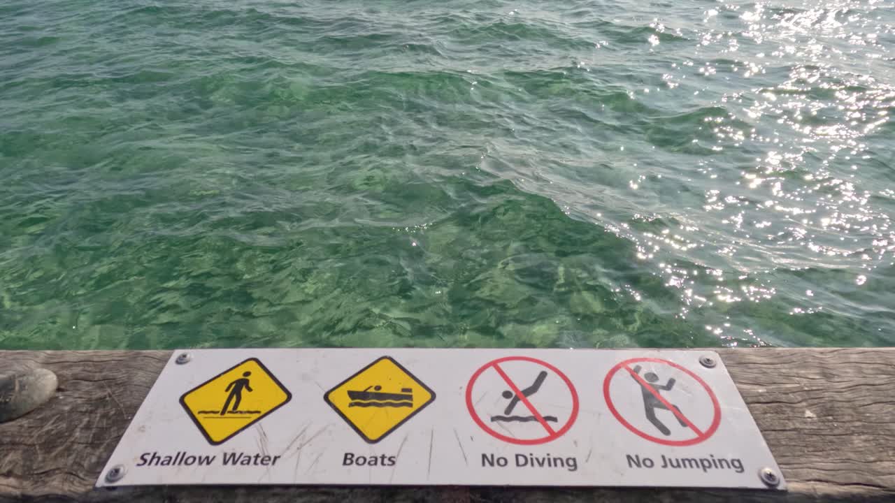 Safety signs at Dromana Pier, Mornington Peninsula