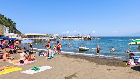 families enjoying a sunny beach day