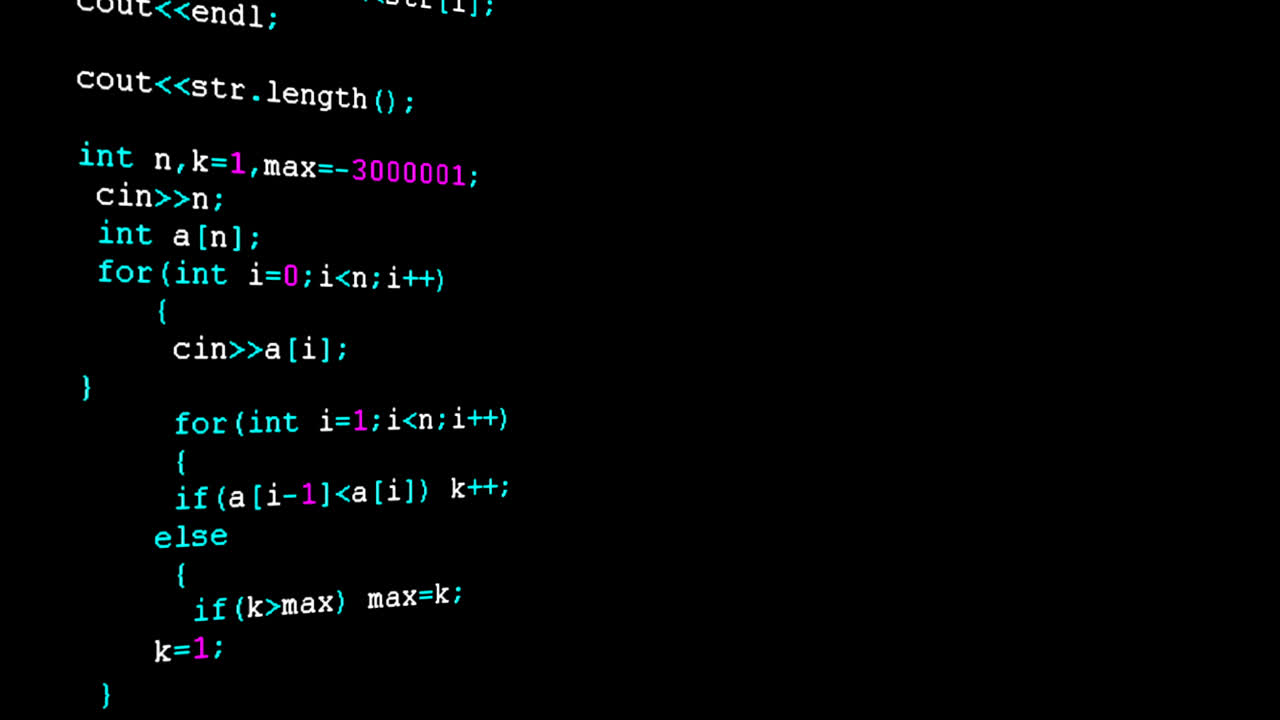 Broncode op het monitorscherm. Broncode