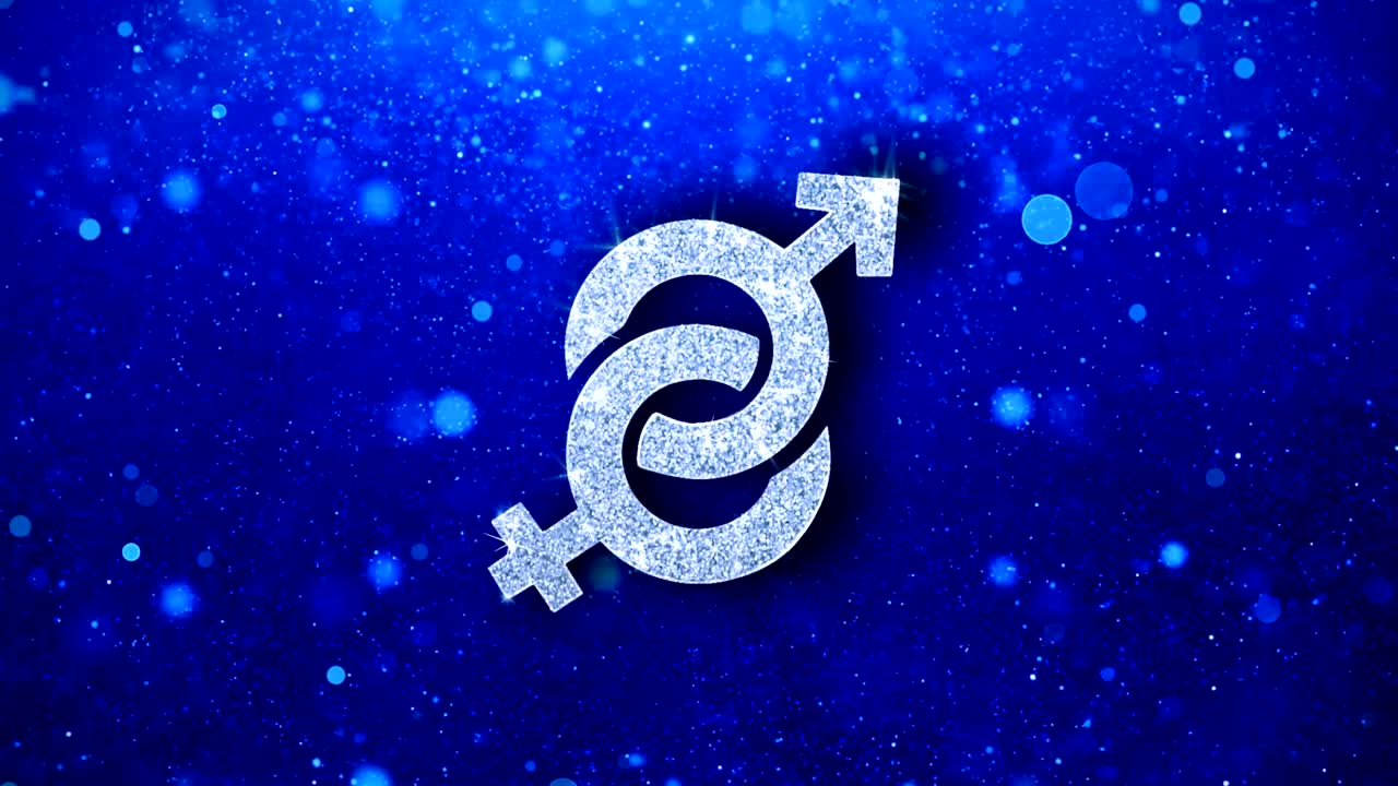 남성과 여성 아이콘 박이는 반이는 빛나는 입자