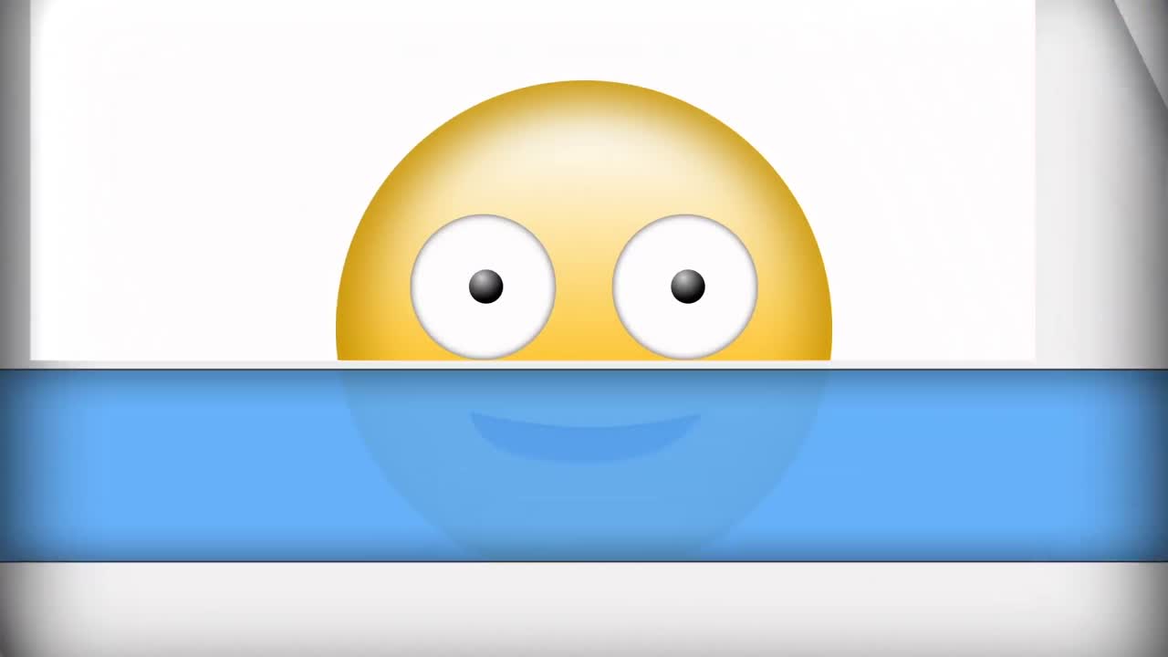 animación del icono de emoji que parpadea sobre los paneles en movimiento