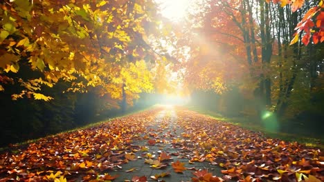 fall colors in a forest path