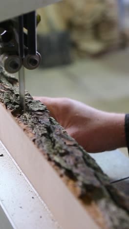 hombre cortando tabla de madera