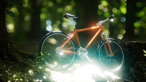 Bicicleta-De-Montaña-En-El-Camino-Del-Bosque