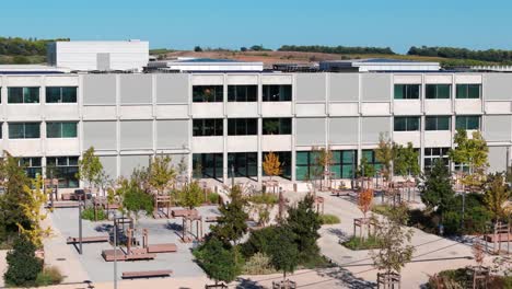 aerial establishing shot of investor buildings in the south station district