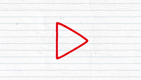 animation of red outlined play button icon people hand drawn with a marker on white lined paper