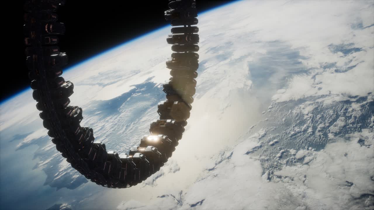 estación espacial futurista en órbita terrestre