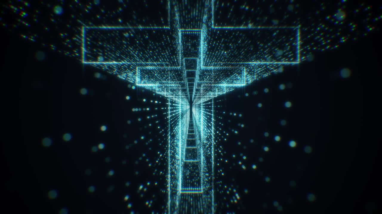 현대 파란 입자 성 십자가 터널 루핑 배경