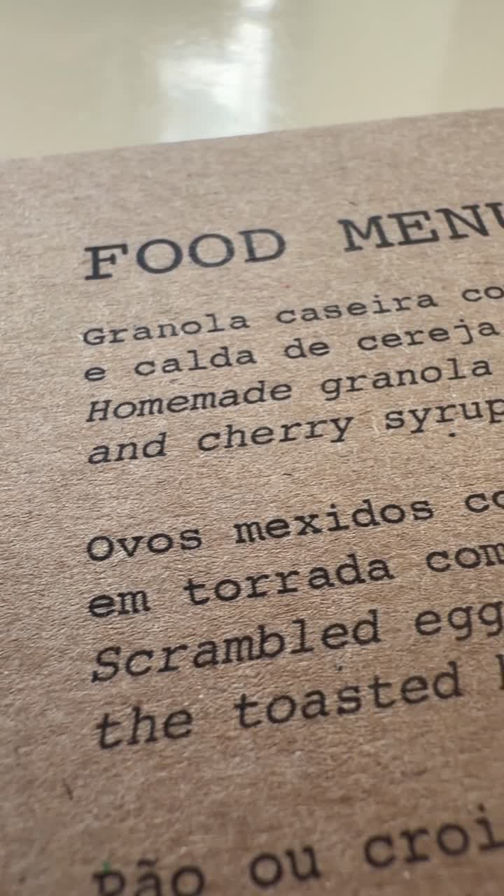 Close-up View of a Restaurant Food Menu on Brown Paper