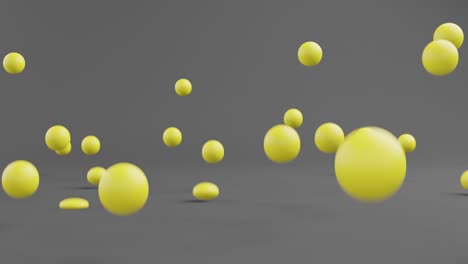 falling many yellow balls and bouncing