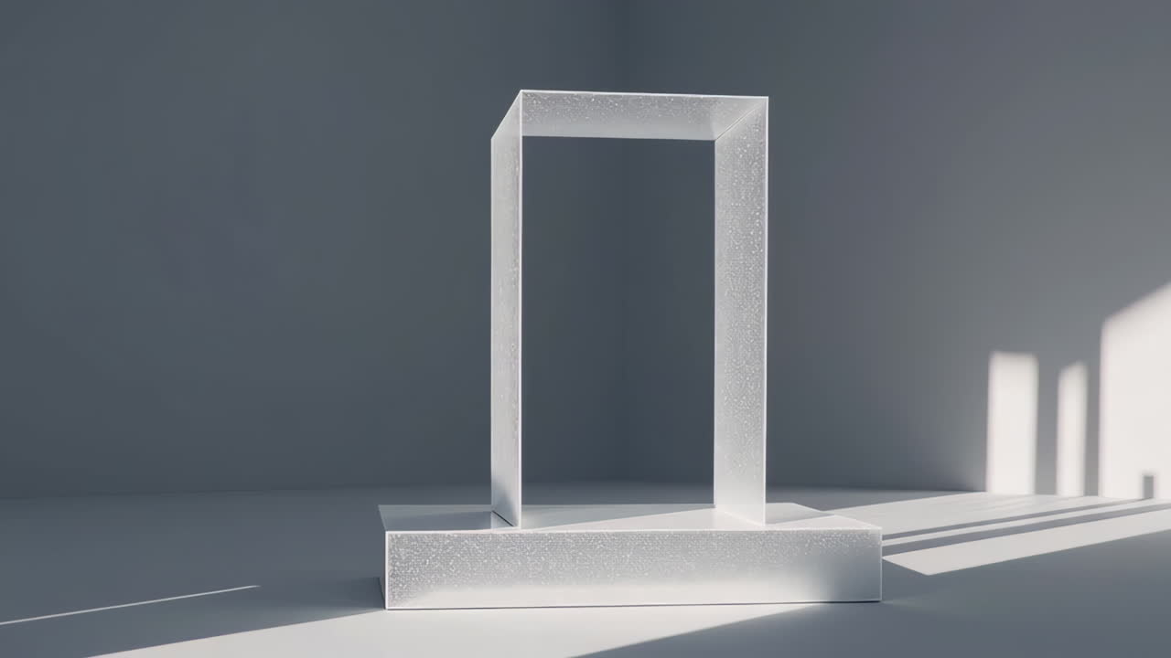 Minimalist Architectural Structure in a Bright Room with Shadows