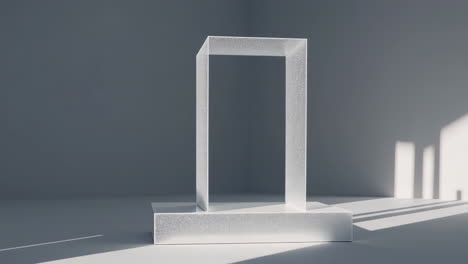 minimalist architectural structure in a bright room with shadows