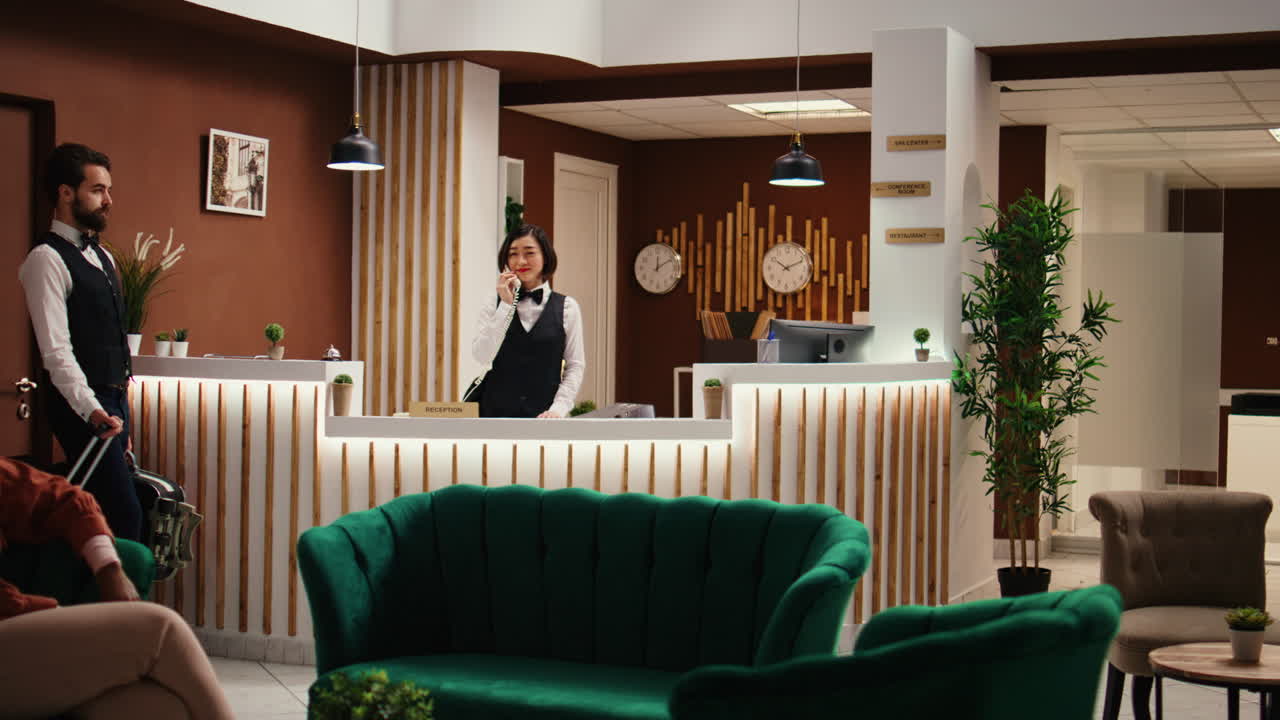 Hotel staff doing administrative tasks