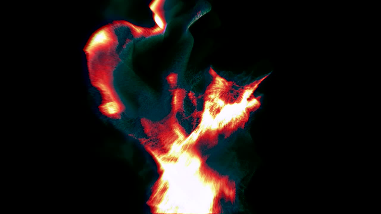 flujo ardiente de partículas incandescentes, animación 3d, bucle