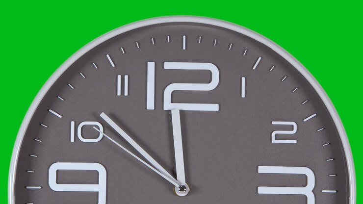 Wall clock on a green background. Time laps