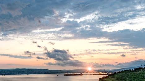 sunset in the sea bay, evening sea time lapse, video loop