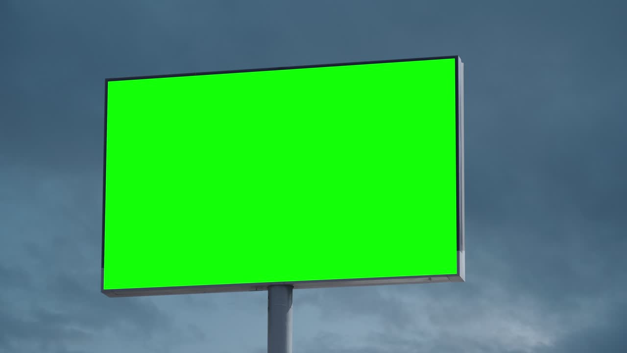 tabla publicitaria en blanco de pantalla verde con llave de croma