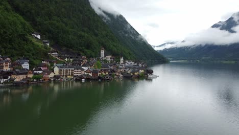 mystic rainy day in hallstatt, austria