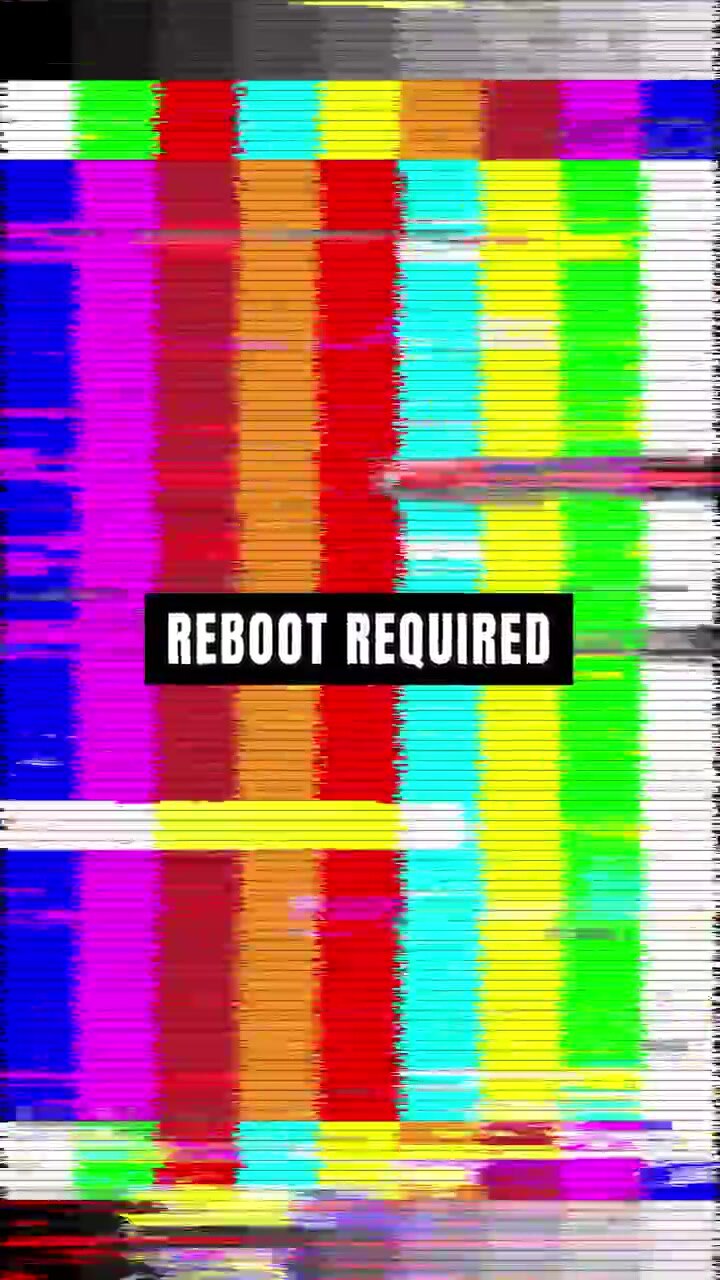 Digital Glitch Effect with Reboot Required Text Overlay