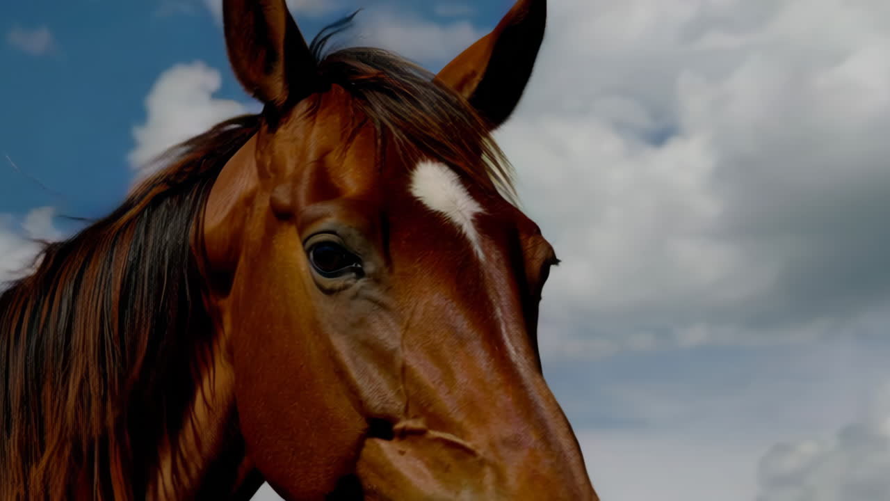 Um cavalo num prado.