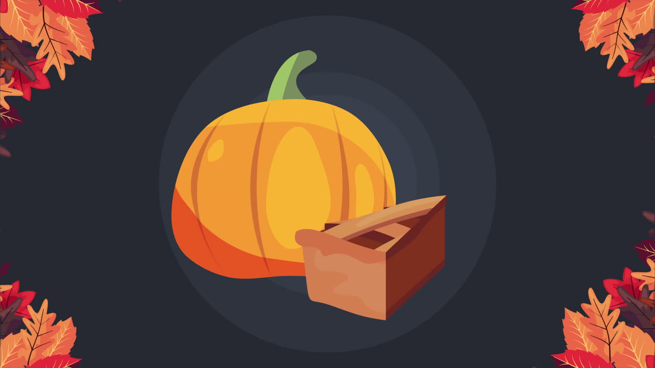animación de calabaza y pastel de la temporada de otoño
