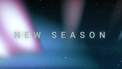 nueva temporada de animación de texto sobre el cielo nocturno estrellado con aurora boreal