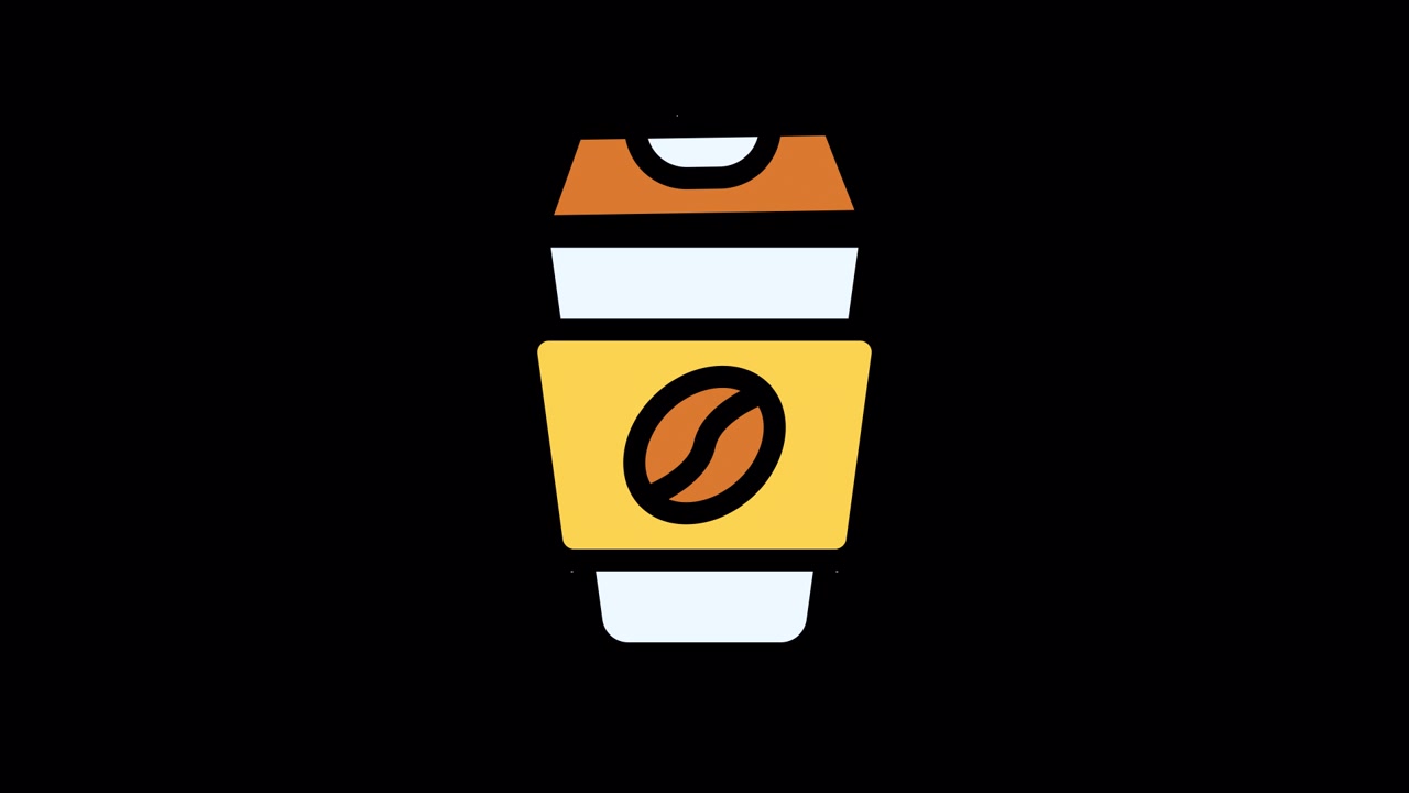 Icono animado de taza de café abriendo y cerrando la tapa.