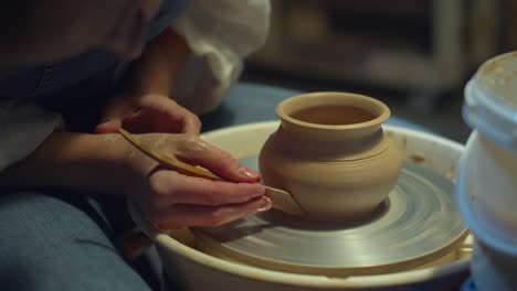 difficult work with clay. potter's instruments