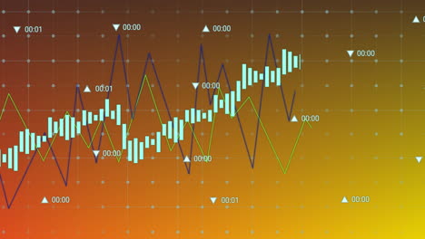 animation of diagrams over data processing on orange background