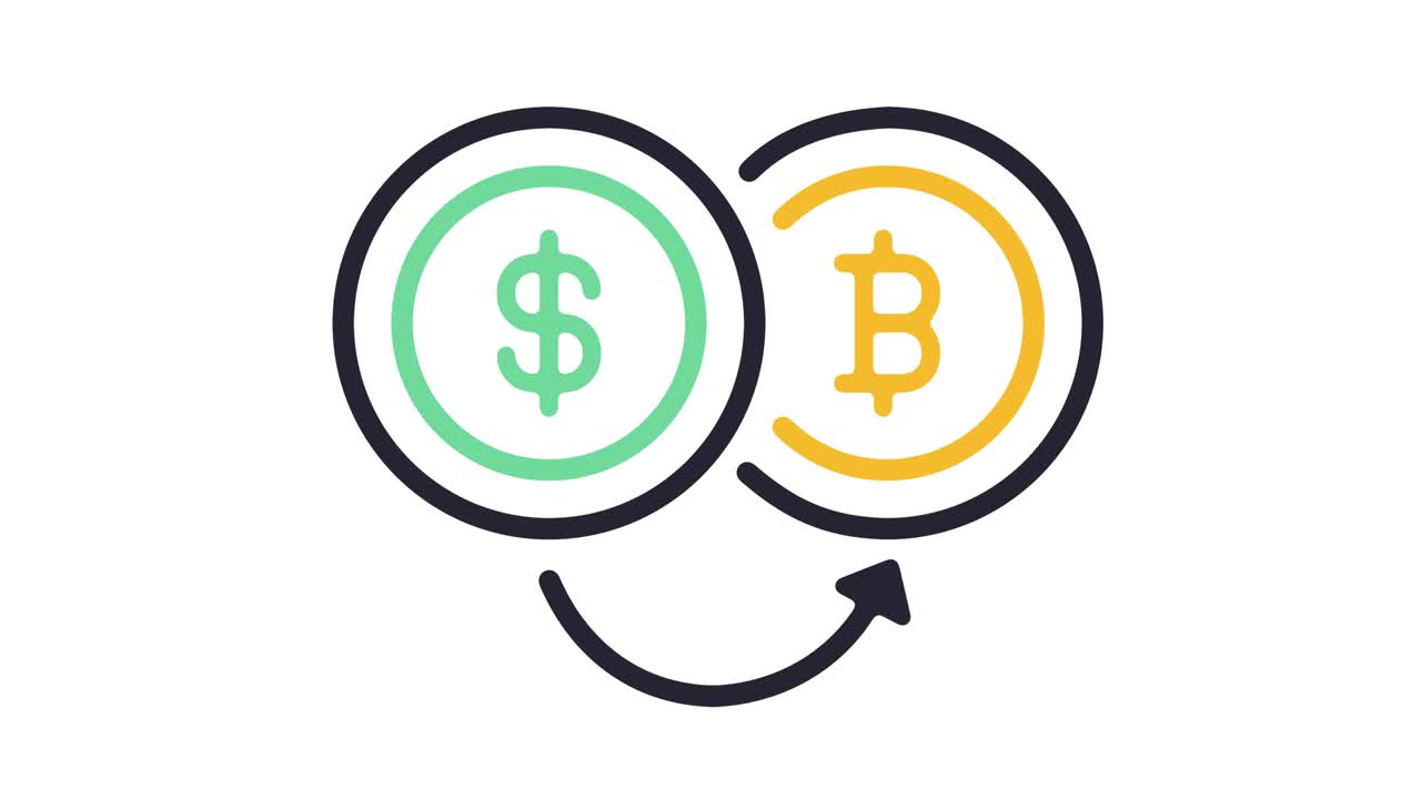 알파와 함께 암호화폐 시장 라인 아이콘 애니메이션