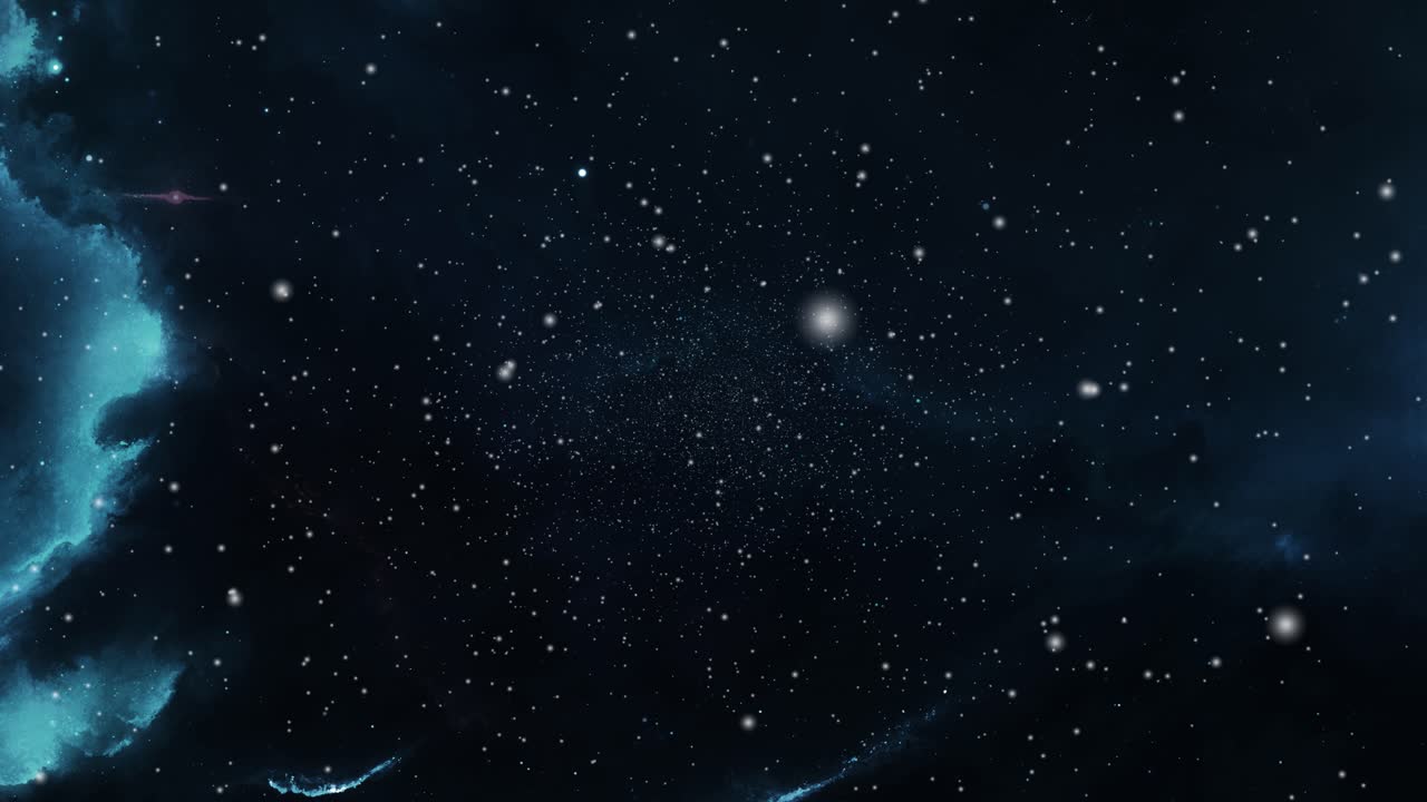 별이 박힌 우주에서 움직이는 성운 구름