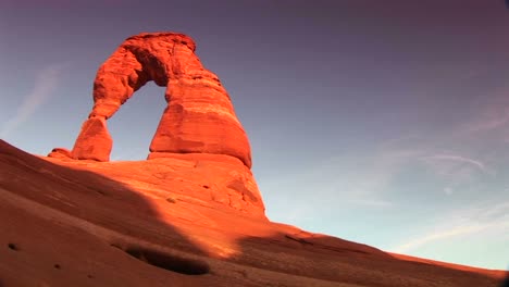 pan left to delicate arch in arches national park utah