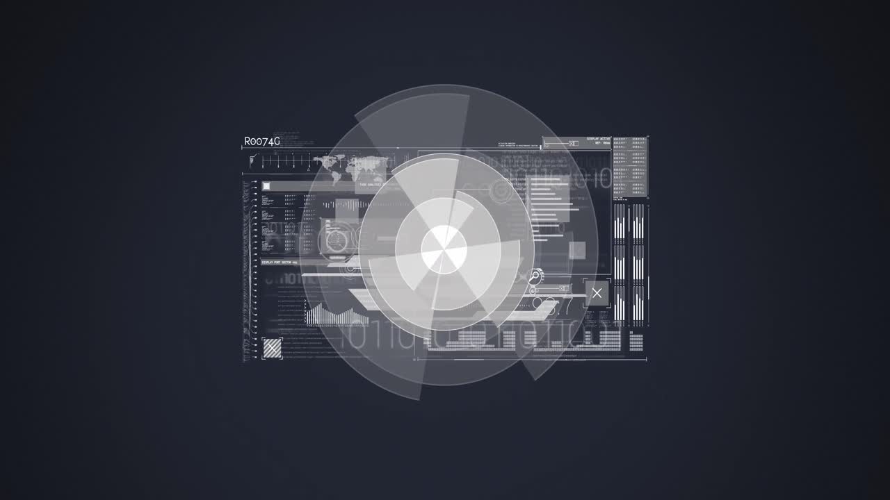 animación de escaneos y procesamiento de datos de codificación binaria a través de una pantalla digital