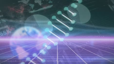 animación de la cadena de adn sobre el procesamiento de datos financieros