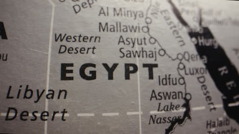 close-up of egypt on a world map