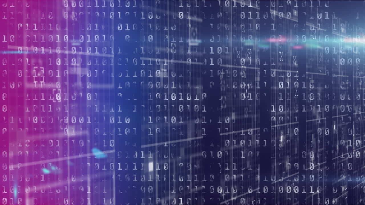 animación del procesamiento de datos sobre columnas móviles sobre fondo negro