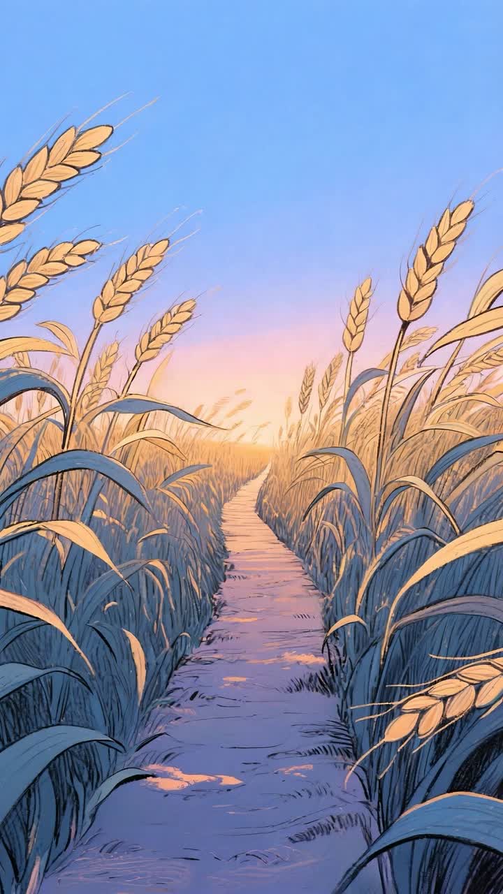 Wheat field swaying in the wind