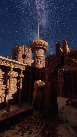 ancient ruins under the milky way