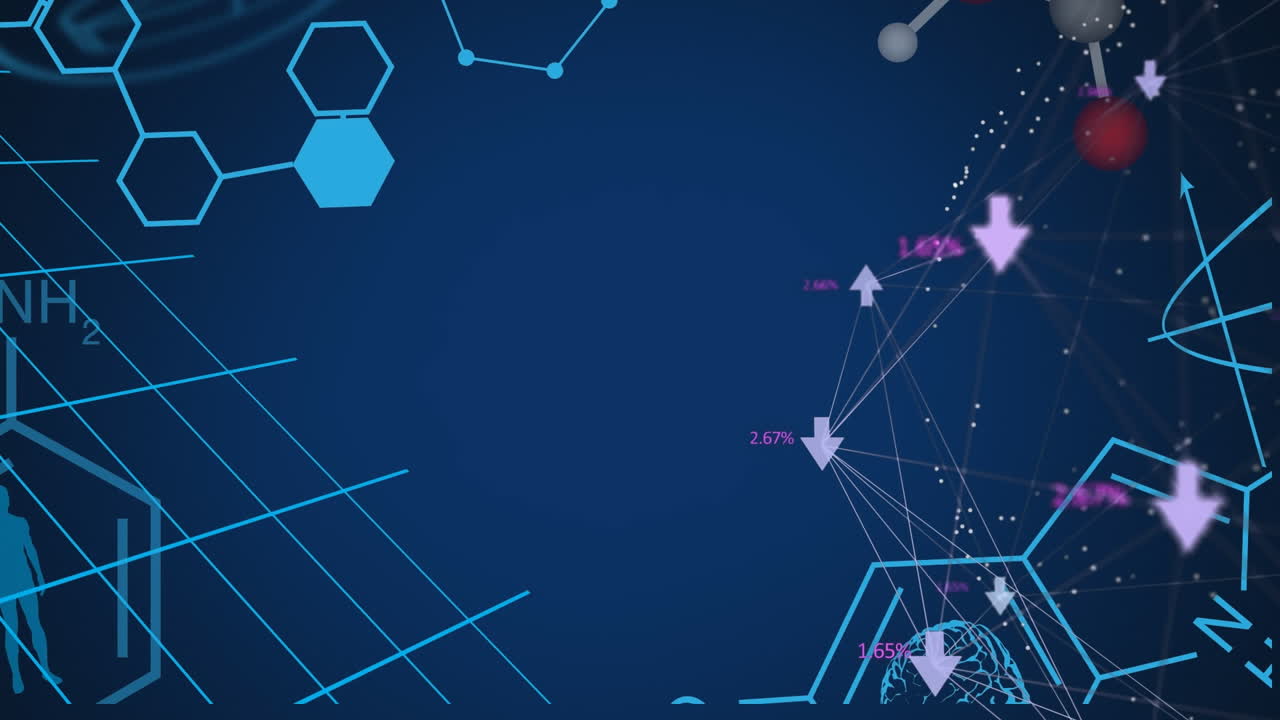 Animation of network of connections with icons and data processing
