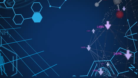 animación de la red de conexiones con iconos y procesamiento de datos