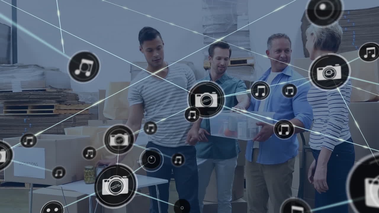 창고에 있는 다양한 사업가들 사이의 연결망의 활성화