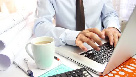 Architect-Mans-Working-Project-With-Laptop