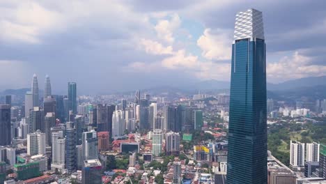 drone shots of kuala lumpur skyline with skyscrapers, malaysia, uhd-4