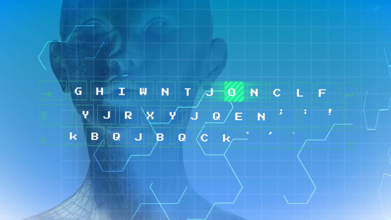 Animation of network of connections and data processing over digital human