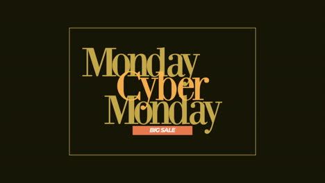 cyber monday text in frame on black modern gradient