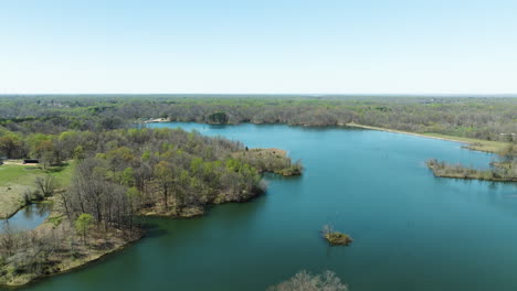 fishing lakes of glen springs during autumn in tipton county, tennessee, united states