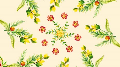 floral watercolor pattern with lemon branches and flowers