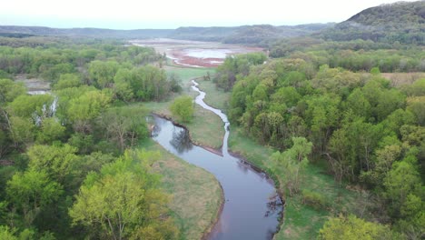 aerial view of scenic river and marsh landscape